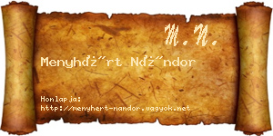 Menyhért Nándor névjegykártya